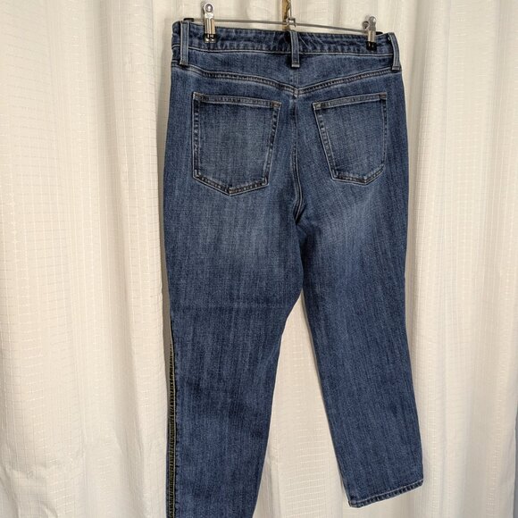 Talbots Modern Ankle Jeans with Green Velvet Side Trim, Size 8P - Picture 6 of 8